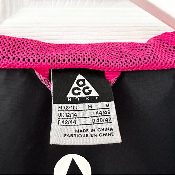 Nike ACG Vintage Black Pink Mesh Hood Cinched Windbreaker Jacket Medium Women - Picture 12 of 12